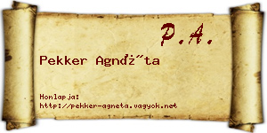 Pekker Agnéta névjegykártya